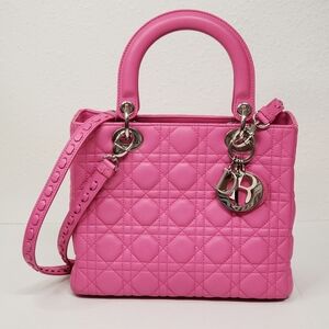 Authentic Christian Lady Dior Pink Quilted Satchel Bag 1525-101025